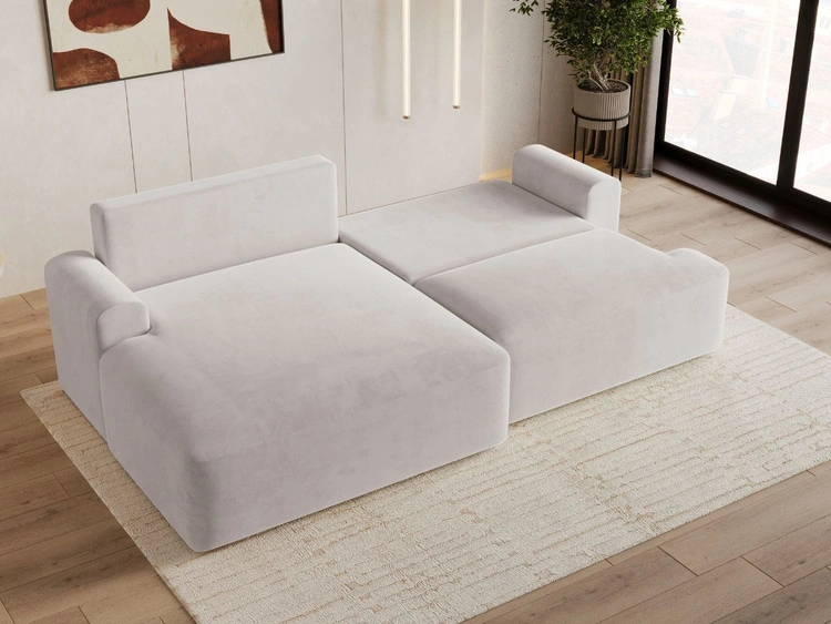 Ecksofa L-Form mit Schlaffunktion und Bettkasten Serene Links Grau