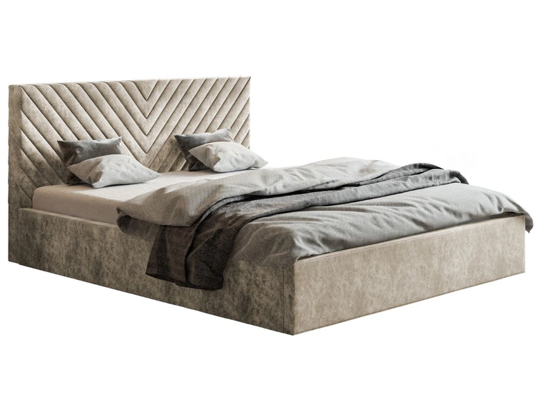Polsterbett mit Bettkasten und Lattenrost 140x200 Esma Beige