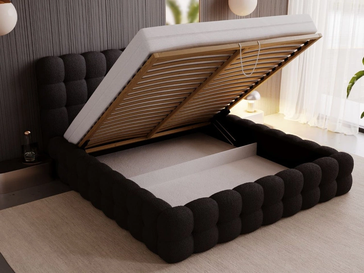Polsterbett mit Bettkasten und Lattenrost 140x200 Twist Schwarz