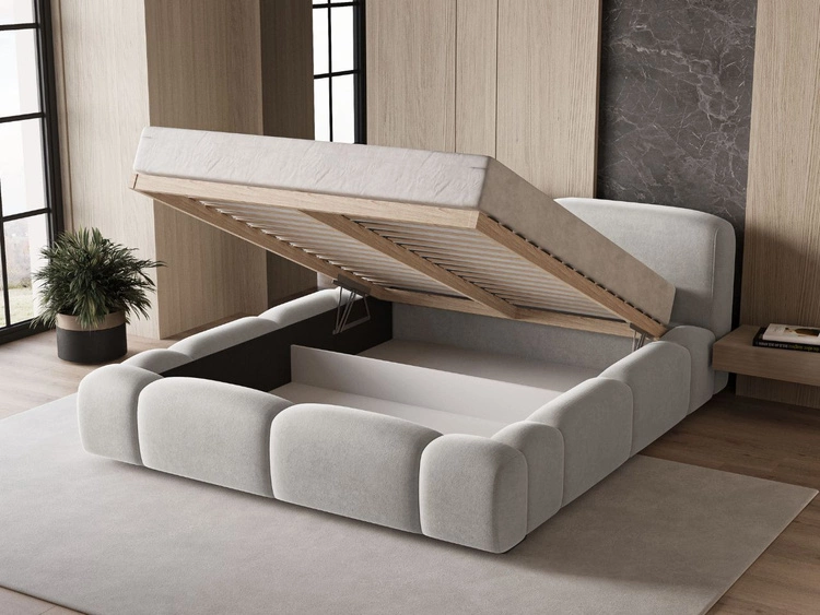 Polsterbett mit Bettkasten und Lattenrost 160x200 Aubi Grau
