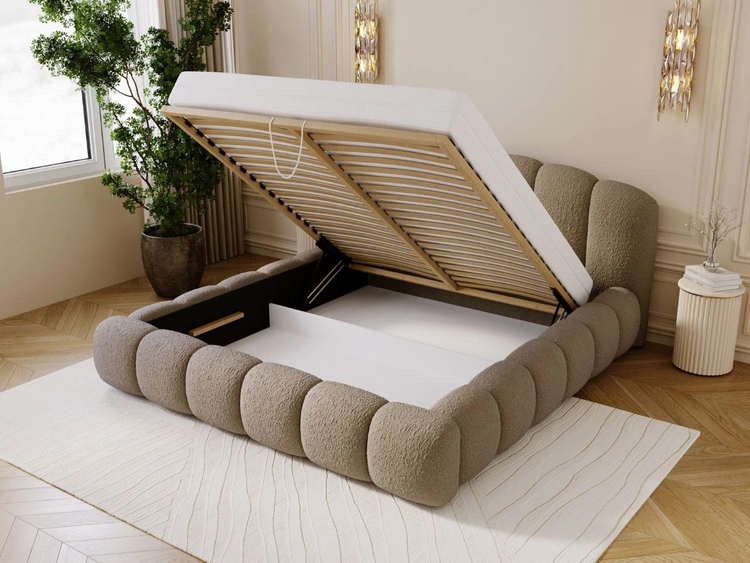 Polsterbett mit Stauraum und Lattenrost 180x200 Cloud Soft Braun