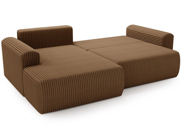 Ecksofa mit Schlaffunktion und Bettkasten Belvio links Braun