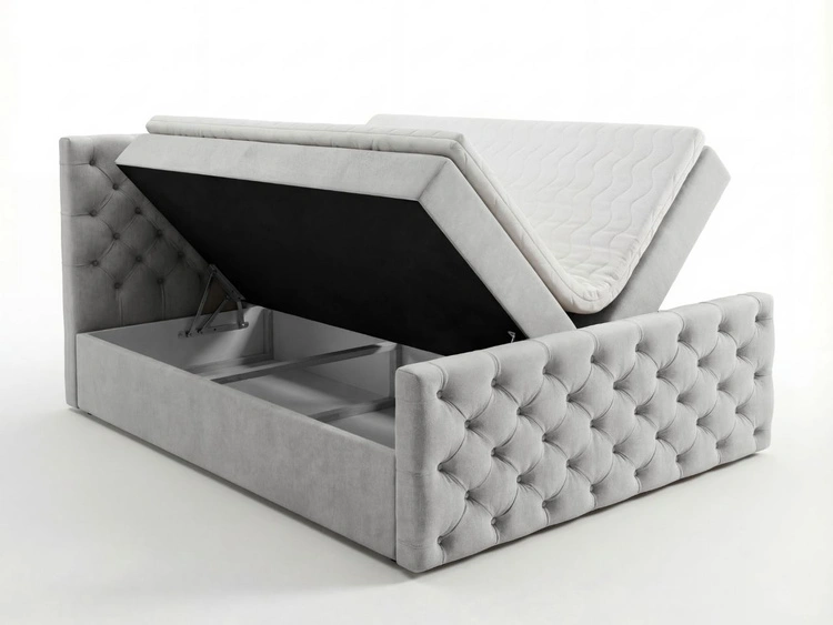 Boxspringbett mit Bettkasten 140x200 Montego Hellgrau