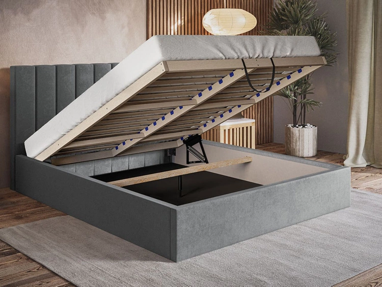 Polsterbett mit Bettkasten und Lattenrost 120x200 Sesto Dunkelblau