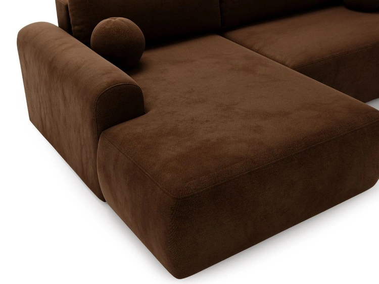 Ecksofa L-Form mit Schlaffunktion und Bettkasten Savana Links Braun