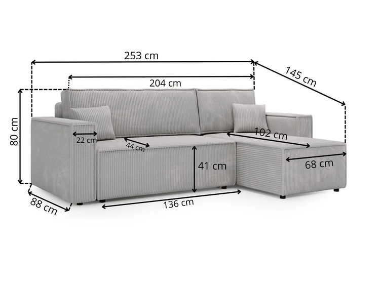 Modernes Ecksofa mit Schlaffunktion und Stauraum Prato L Beige