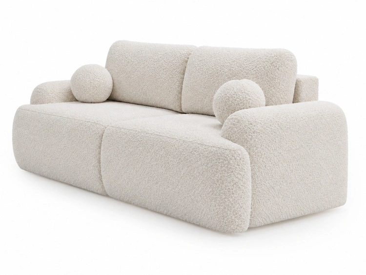 Sofa mit Schlaffunktion und Bettkasten Aurio Creme
