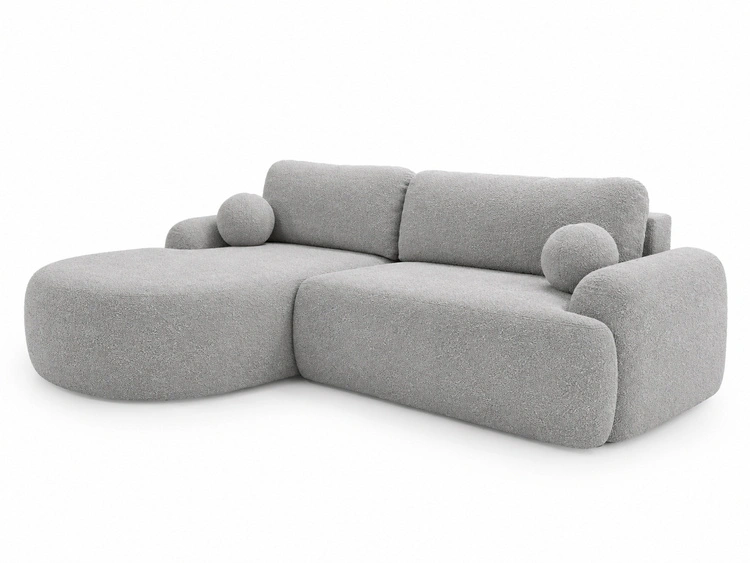 Ecksofa L-Form Links mit Schlaffunktion und Bettkasten Aurio Grau