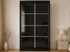 Schiebetürenschrank mit Sprossen 120 cm mit LED-Beleuchtung Ponti Schwarz