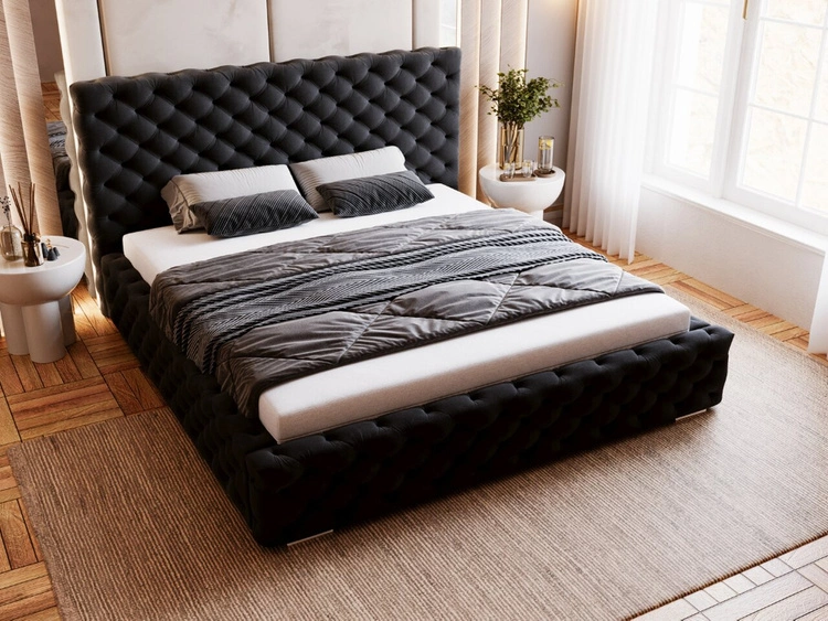 Polsterbett mit Bettkasten und Lattenrost 120x200 Astra Schwarz
