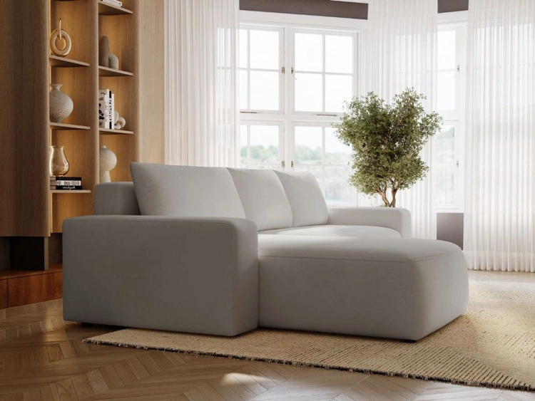 Ecksofa L-Form Links mit Schlaffunktion und Bettkasten Tazones Hellgrau