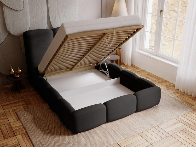Polsterbett mit Bettkasten und Lattenrost 120x200 Bubble Schwarz