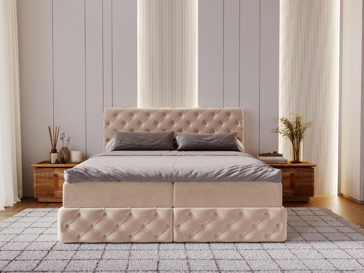 Boxspringbett mit Bettkasten 180x200 Canolo Beige