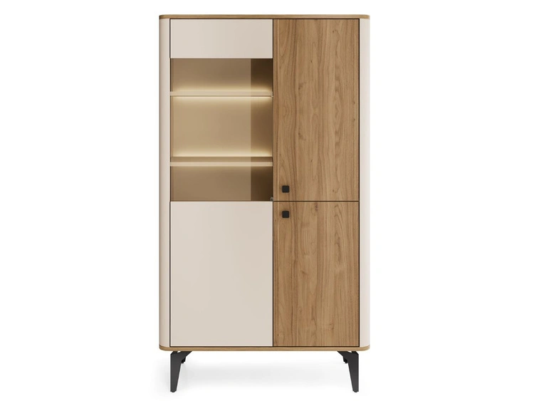 Niedrige Vitrine mit LED-Beleuchtung Arelis Kaschmir, Royal Nussbaum