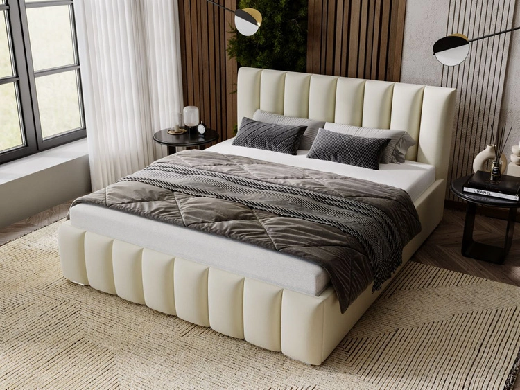 Polsterbett mit Bettkasten und Lattenrost 160x200 Neos Beige