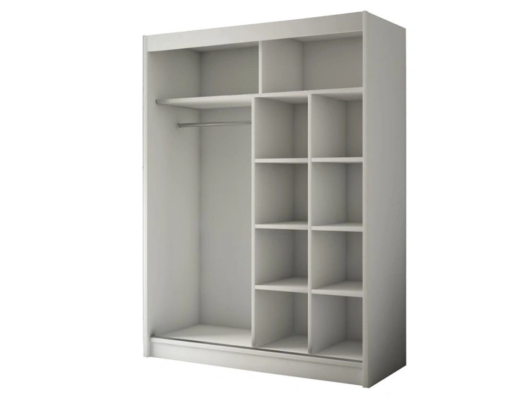 Schiebetürenschrank mit Spiegel und Lamellen 150 cm Loreto Schwarz