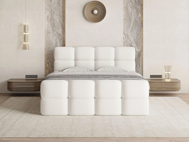 Boxspringbett mit Bettkasten 140x200 Rivon Creme