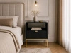 Nachtschrank mit Schublade Amber Schwarz, Gold Frame