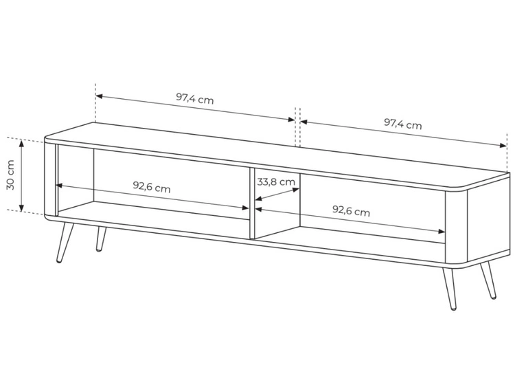 TV-Lowboard mit Türen 200 cm Latina Schwarz