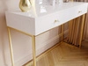 Schminktisch mit Schubladen Belleza Weiß Hochglanz Gold Frame