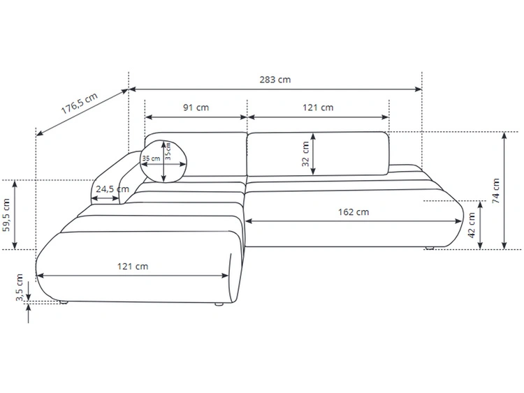 Ecksofa L-Form mit Schlaffunktion und Bettkasten Lisso Rechts Beige