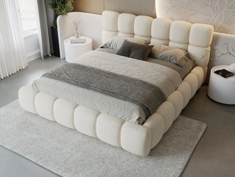 Polsterbett mit Bettkasten und Lattenrost 180x200 Modo Beige