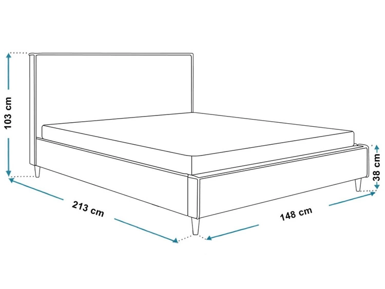 Polsterbett mit Lattenrost 140x200 Grenada Dunkelblau