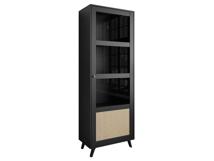 Standvitrine schmale verglasteim Boho-Stil Bellance, schwarz