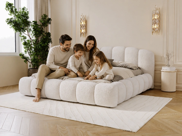 Polsterbett mit Stauraum und Lattenrost 120x200 Cloud Soft Beige