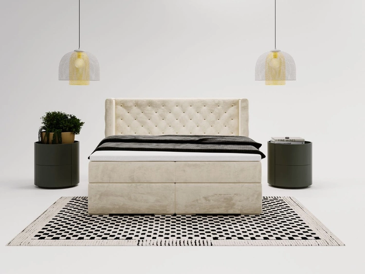 Boxspringbett mit Bettkasten 180x200 Lion Creme