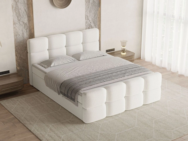 Boxspringbett mit Bettkasten 180x200 Rivon Creme