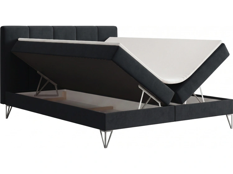 Boxspringbett mit Bettkasten 160x200 Vendi Schwarz
