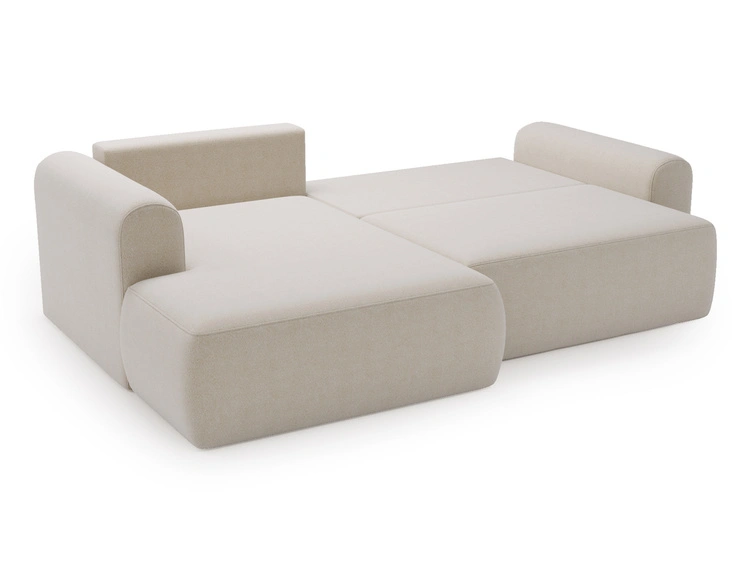 Ecksofa L-Form mit Schlaffunktion und Bettkasten Savana Bis Hellbeige
