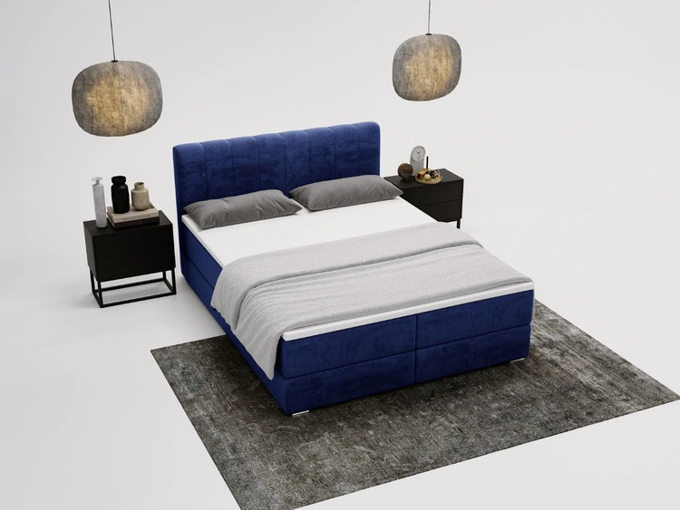 Boxspringbett mit Bettkasten 140x200 Forte Dunkelblau