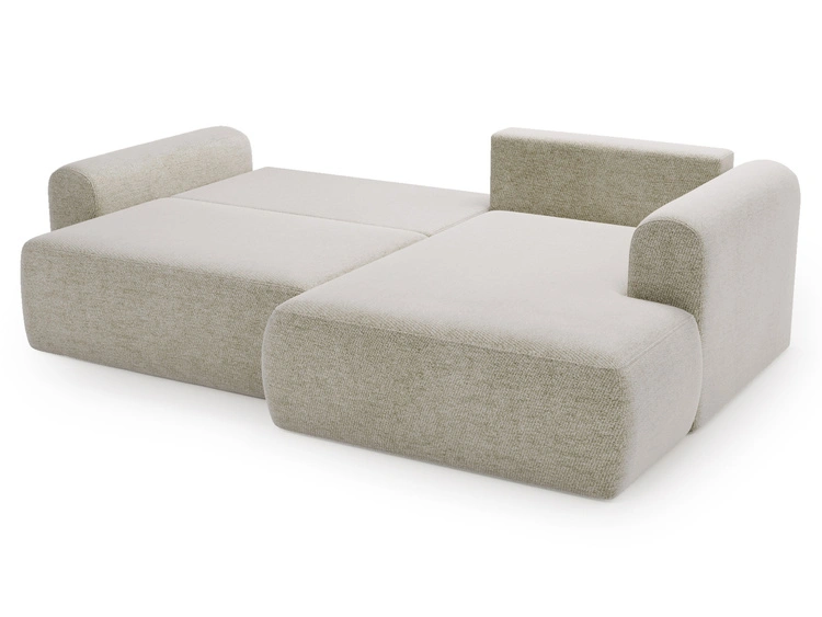 Ecksofa L-Form mit Schlaffunktion und Bettkasten Savana Bis Hellbeige
