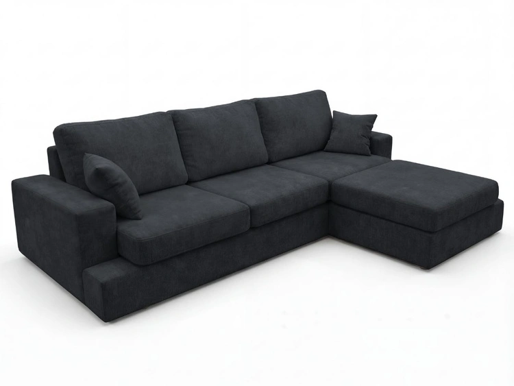 Ecksofa L-Form fürs Wohnzimmer Nesto Rechts Schwarz