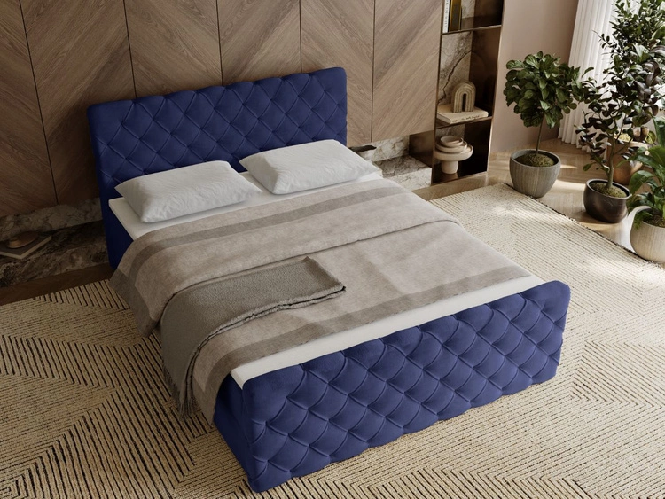 Boxspringbett mit Bettkasten 140x200 Lunaris Blau