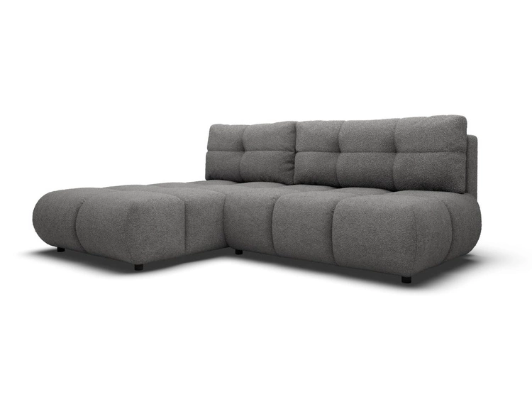 Ecksofa mit Schlaffunktion und Bettkasten Links Milet Grau