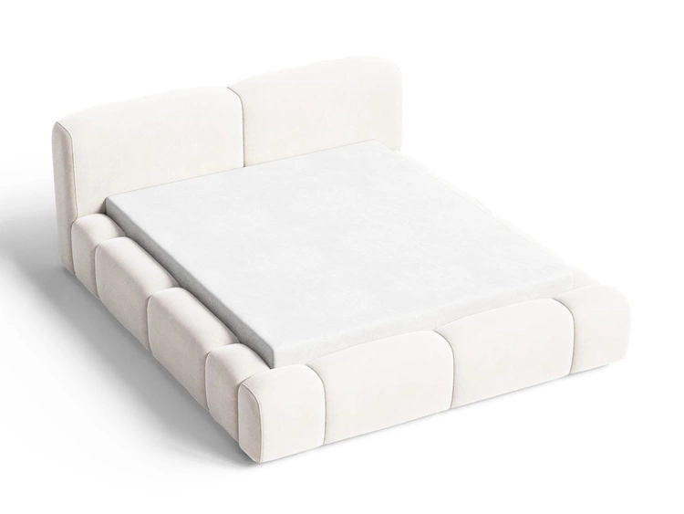 Polsterbett mit Bettkasten und Lattenrost 160x200 Aubi Creme
