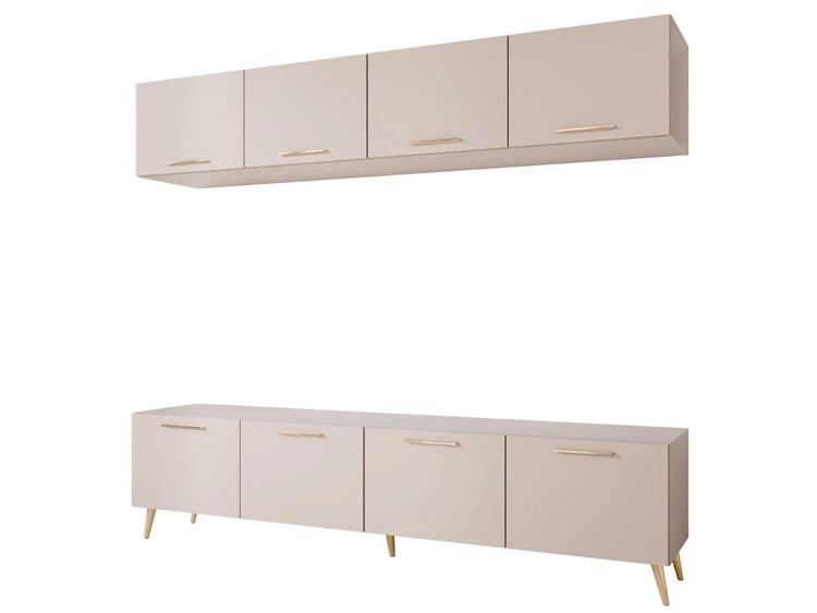 Wohnwand für das Wohnzimmer auf Goldenen Metallbeinen Noaé Kaschmir
