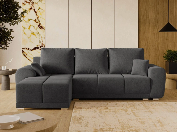 Ecksofa L-Form mit Schlaffunktion und Bettkasten Monti Links Anthrazit