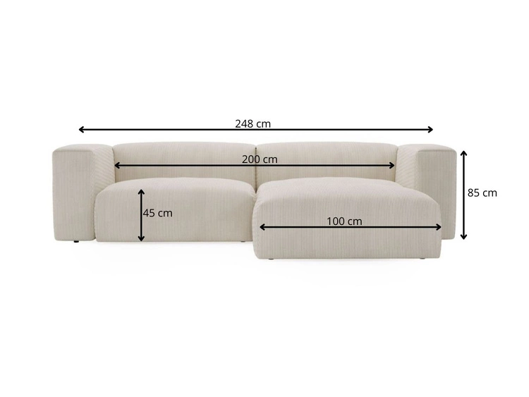 Ecksofa L-Form Rechts Moderne Cord Ecksofa Landi Grau