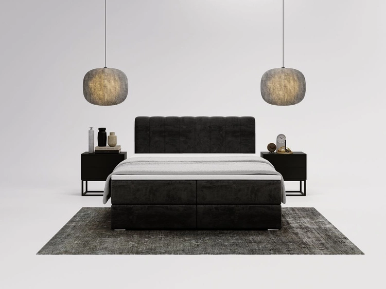 Boxspringbett mit Bettkasten 120x200 Forte Schwarz