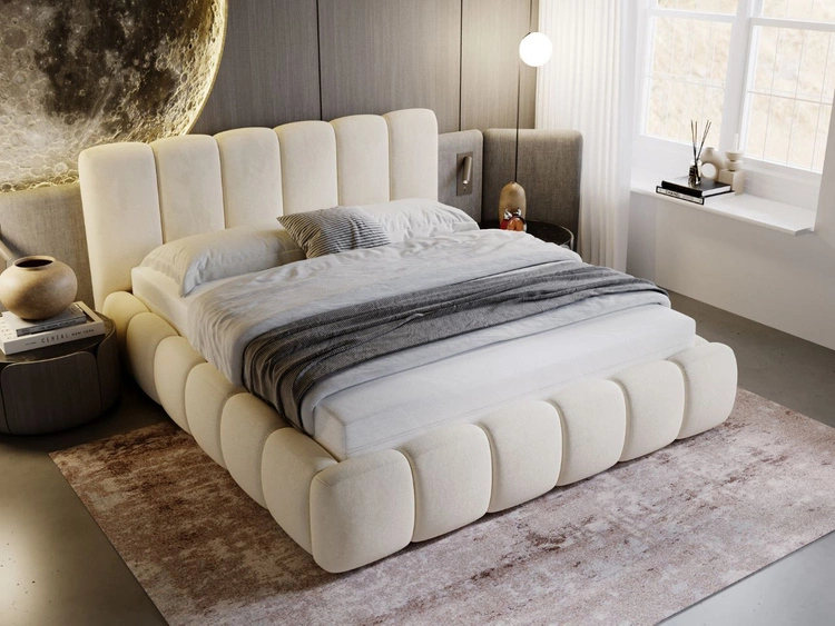 Polsterbett mit Bettkasten und Lattenrost 180x200 Cloud Beige