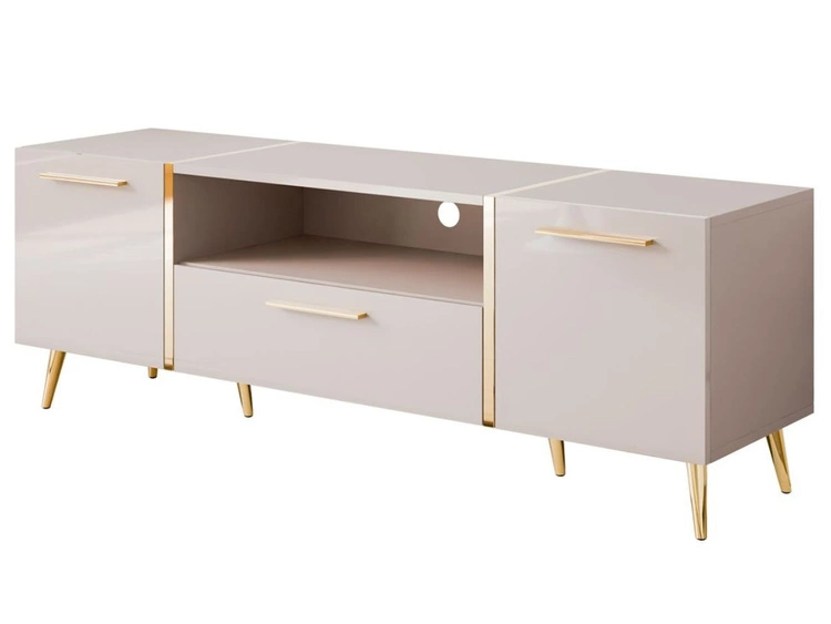 TV-Schrank im Glamour-Stil mit Schränken und Schublade Lunelie Kaschmir Hochglanz