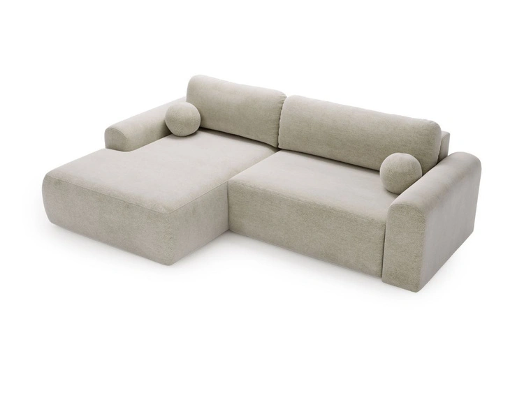 Ecksofa L-Form mit Schlaffunktion und Bettkasten Savana Links Hellbeige