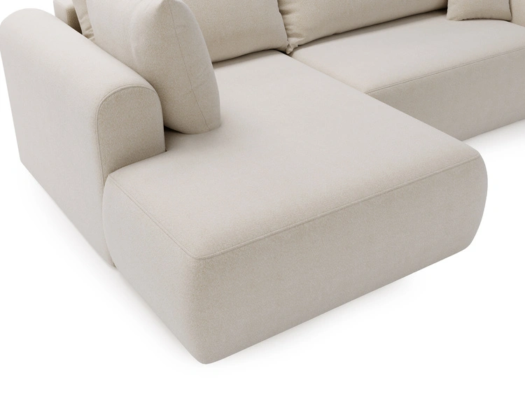 Ecksofa L-Form mit Schlaffunktion und Bettkasten Savana Bis Hellbeige