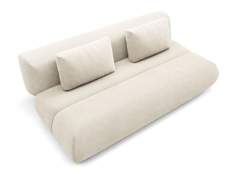 Schlafsofa mit verstellbarer Rückenlehne, Schlaffunktion und Bettkasten Figo Creme