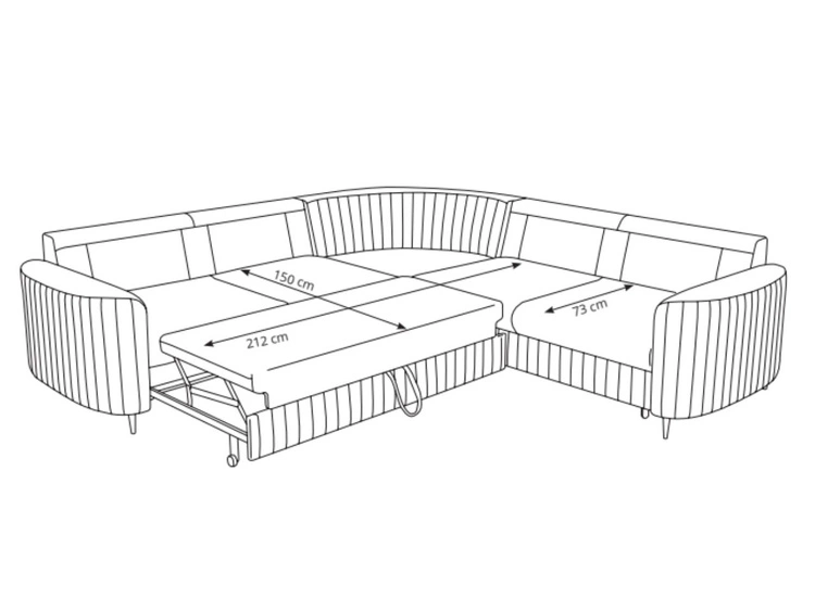 Ecksofa L-Form Links mit Schlaffunktion und Bettkasten Limon Dunkelbeige