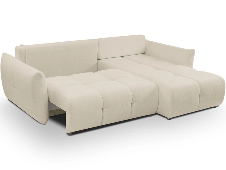 Ecksofa L-Form mit Schlaffunktion und Bettkasten Bene Beige